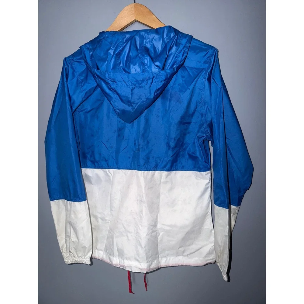 Columbia Sportswear Blue White Colorblock Full Zip Hooded Windbreaker Jacket S